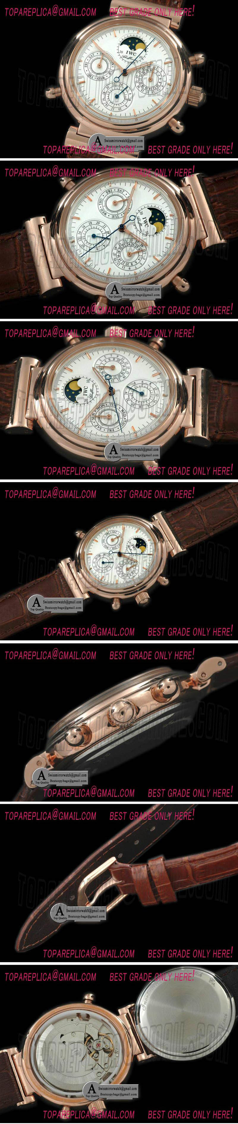 IWC Da Vinci Perpetual Calendar Rose Gold/Leather White Asia 21J Replica Watches