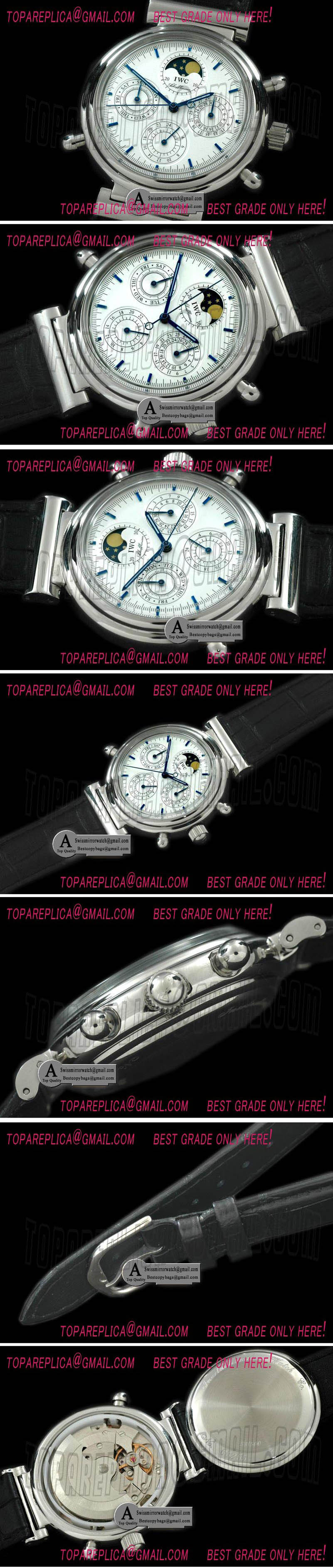 IWC Da Vinci Perpetual Calendar SS/Leather White/Blue Asia 21J Replica Watches