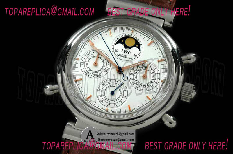IWC Da Vinci Perpetual Calendar SS/Leather White/Gold Asia 21J Replica Watches