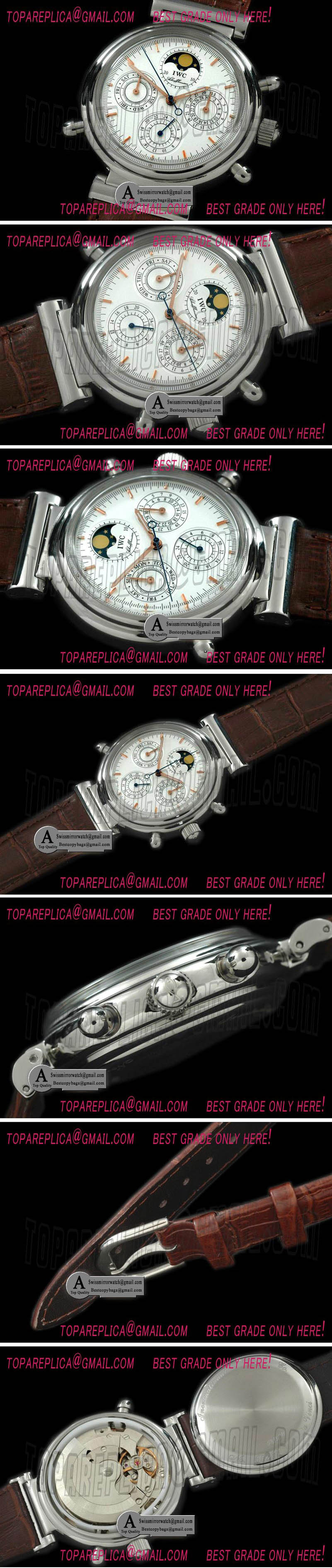 IWC Da Vinci Perpetual Calendar SS/Leather White/Gold Asia 21J Replica Watches