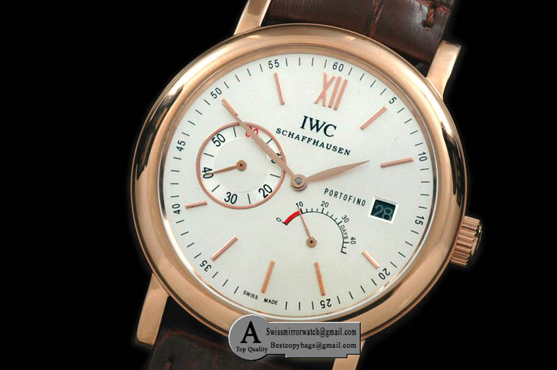 IWC Portofino Power Reserve Rose Gold/Leather White Asia SG 35J Replica Watches