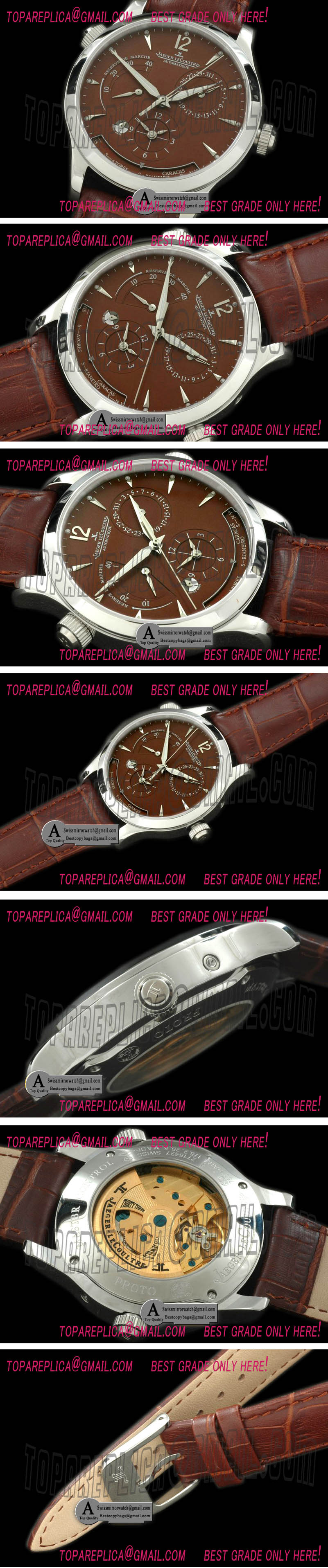 Jaeger-LeCoultre Master Reserve/Duo Time SS/Leather Brown Asian 23J Replica Watches