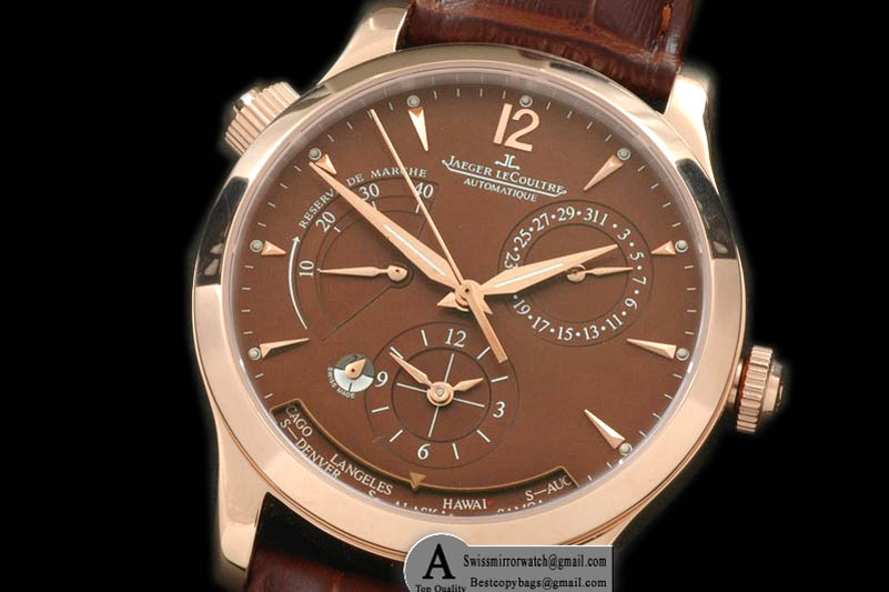 Jaeger-LeCoultre Master Reserve/Duo Time Rose Gold/Leather Brown Asian 23J Replica Watches
