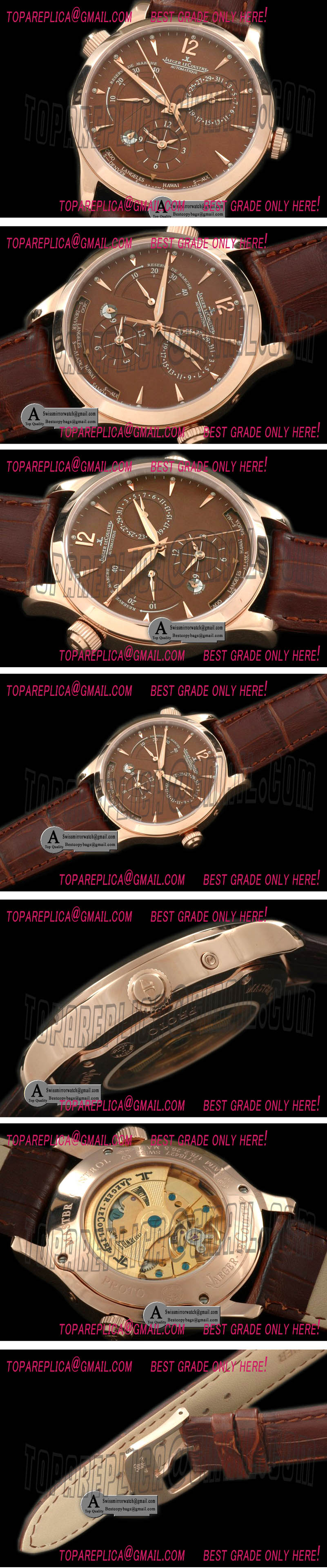 Jaeger-LeCoultre Master Reserve/Duo Time Rose Gold/Leather Brown Asian 23J Replica Watches