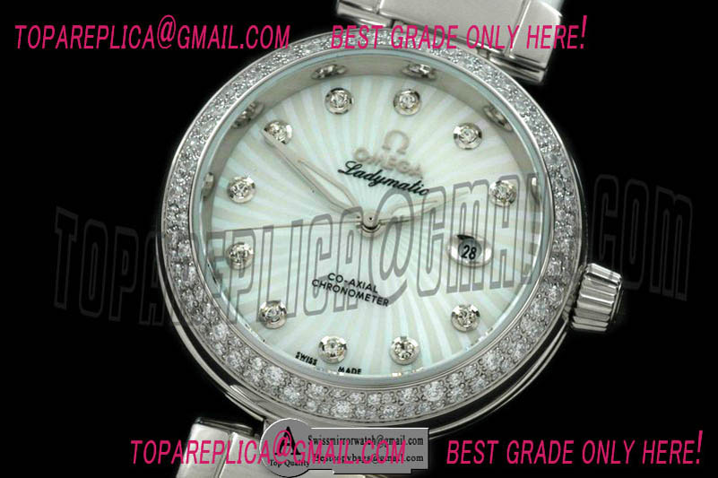 Omega Deville Ladymatic SS/Leather/Diamond White S-2671