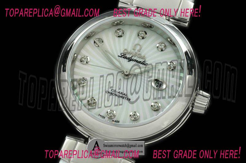 Omega DeVille Ladymatic SS/Leather White S-2671