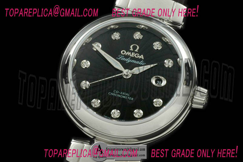Omega DeVille Ladymatic SS/Leather Black S-2671
