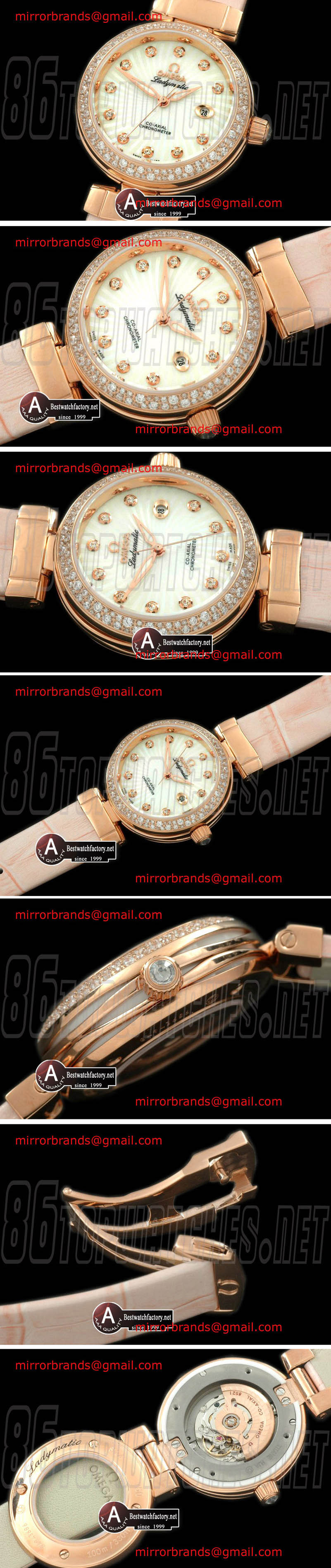 Luxury Rolex Deville Ladymatic 425.68.34.20.55.001 Rose Gold/Leather/Diamond White S-2671