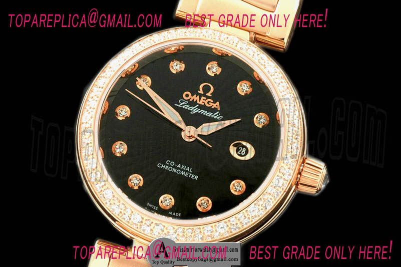 Luxury Omega 425.65.34.20.51.001 Deville Ladymatic Rose Gold/Rose Gold/DIAMond Black Swiss-2671