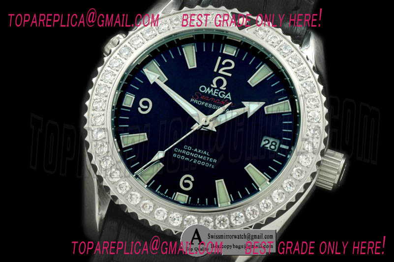 Omega 232.18.38.20.01.001 Seamaster Ladies Planet Ocean SS/Diamond/Leather Black Japanese Quartz