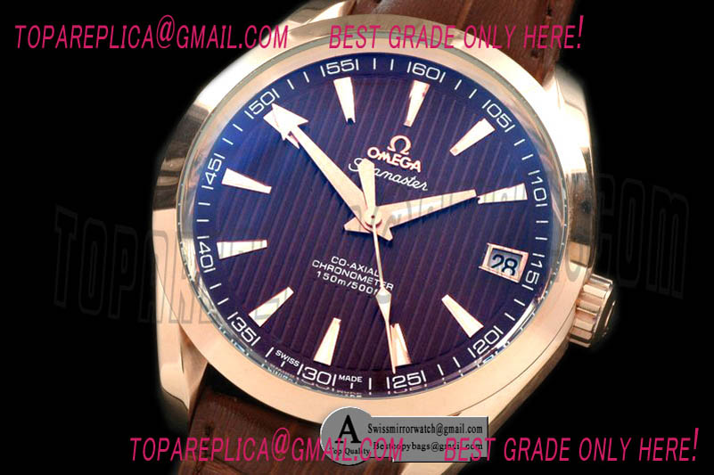 Omega 231.53.42.21.06.001 Aqua Terra Seamaster Rose Gold/Leather Brown Asian 2813 Replica Watches