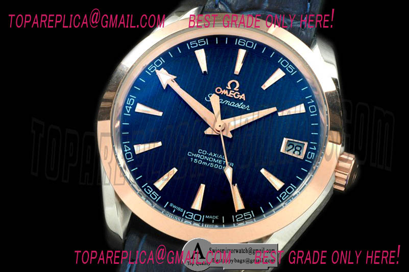 Omega Aqua Terra Seamaster RG/LE Blue Asian 2813 Replica Watches