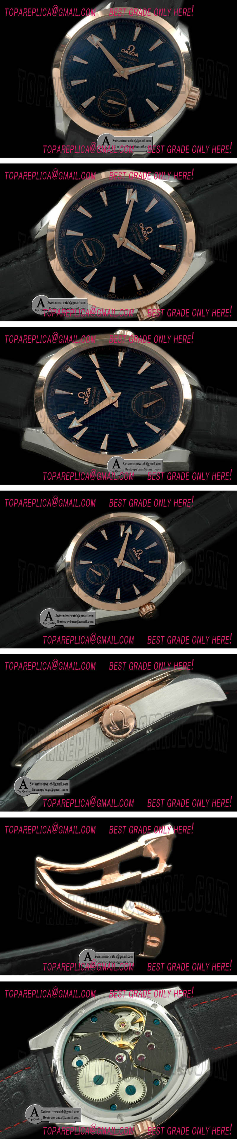 Omega Aqua Terra Seamaster Small Seconds H/W SS/Rose Gold/Leather Black Asian 6498 Replica Watches