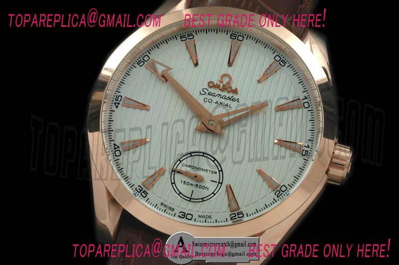 Omega Aqua Terra Seamaster Small Seconds H/W Rose Gold/Leather White Asian 6498 Replica Watches
