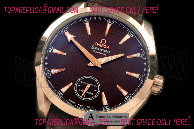 Omega Aqua Terra Seamaster Small Seconds H/W Rose Gold/Leather Black Asian 6498 Replica Watches