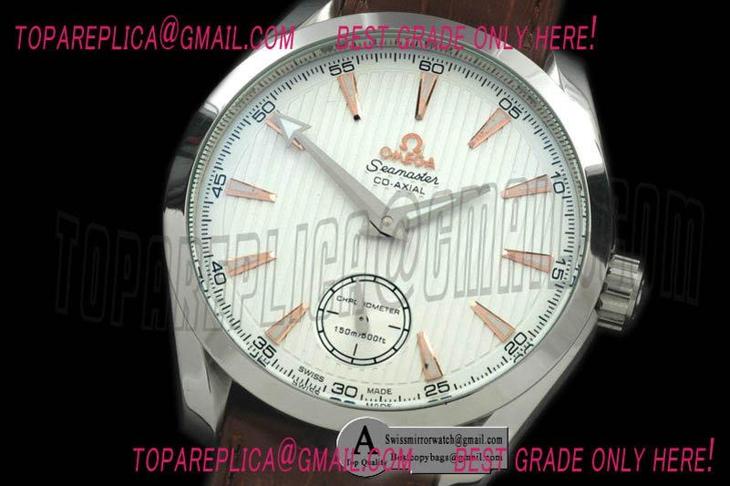 Omega Aqua Terra Seamaster Small Seconds H/W SS//Leather White Asian 6498 Replica Watches