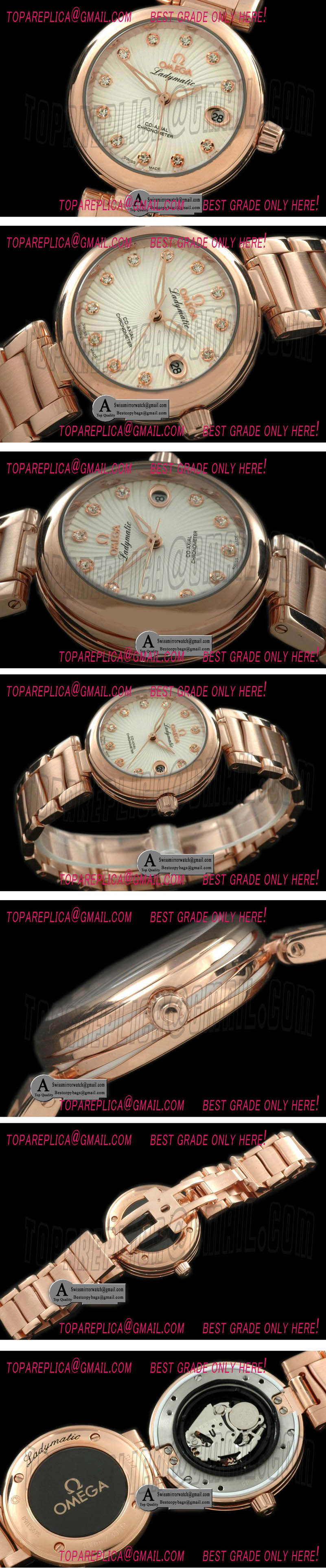 Omega 425.60.34.20.55.001 Deville Ladymatic Rose Gold/Rose Gold White Swiss Qtz Replica Watches