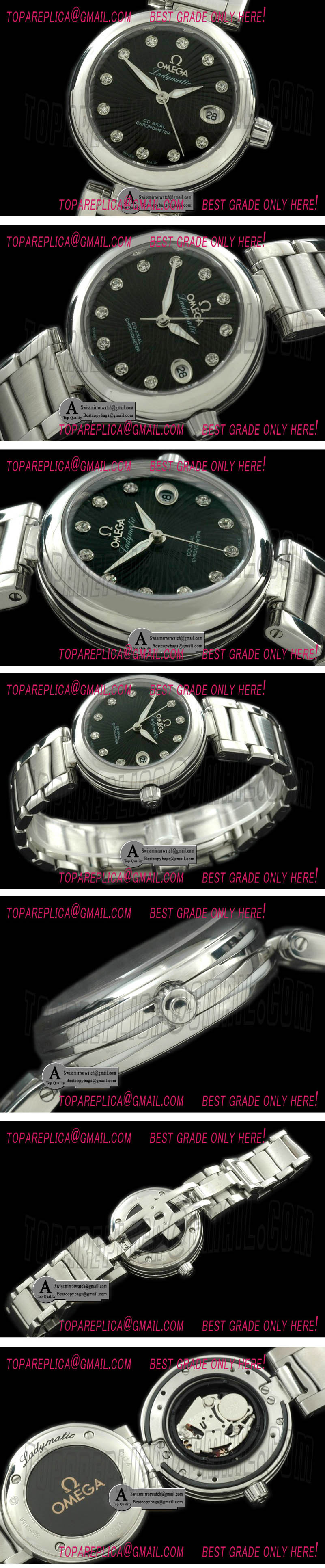 Omega 425.30.34.20.51.001 Deville Ladymatic SS/SS Black Swiss Quartz Replica Watches