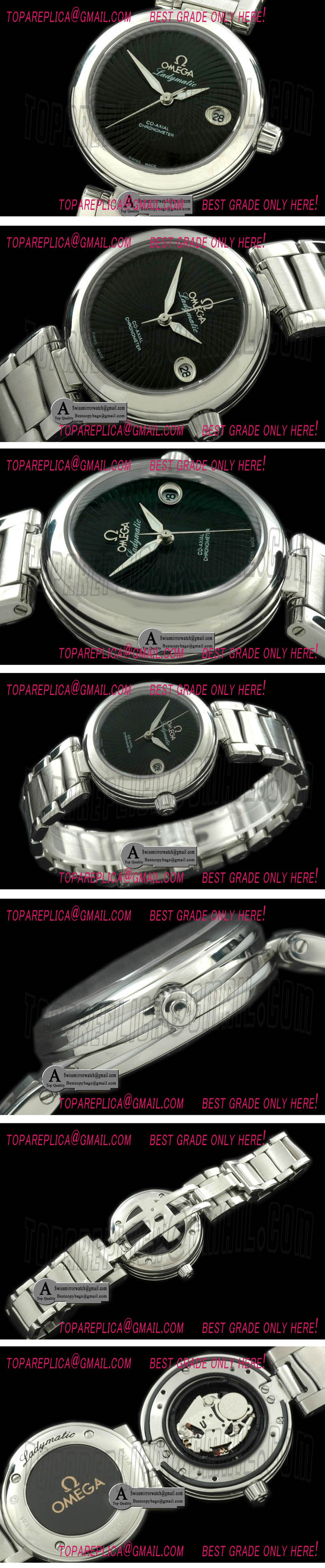 Omega 425.30.34.20.01.001 Deville Ladymatic SS/SS Black Swiss Quartz Replica Watches