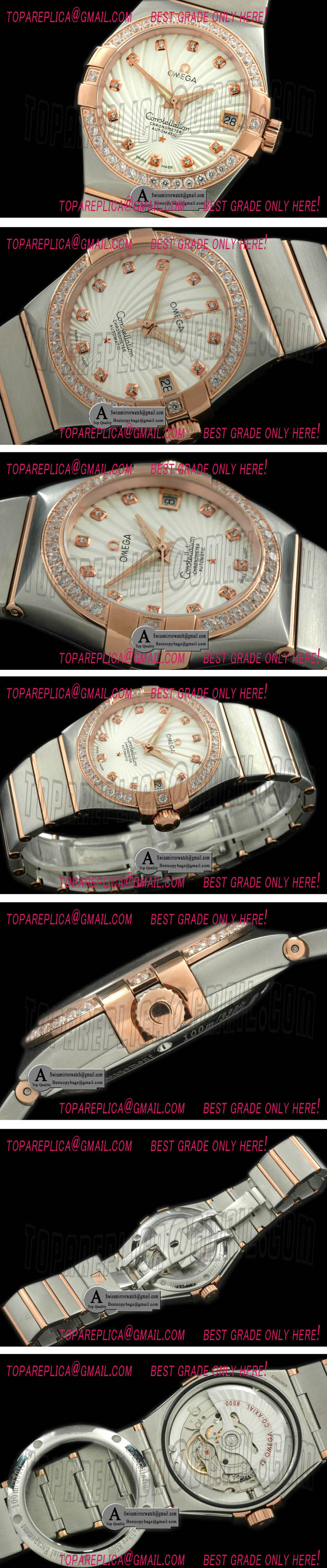 Omega Double Eagle Men Auto SS/Rose Gold/TT F-White Swiss SW-200 Replica Watches