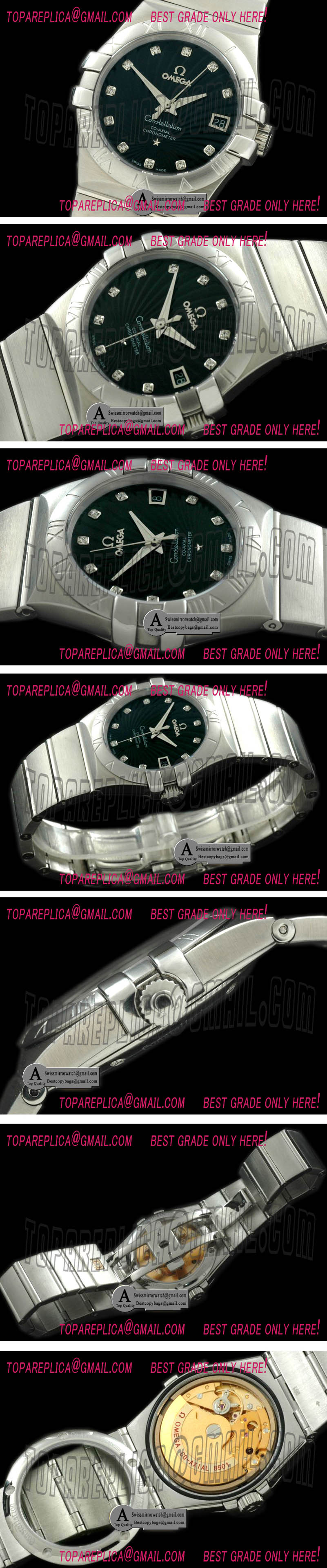 Omega Double Eagle Midsize SS/SS Black Diamond Asian 2813 Replica Watches