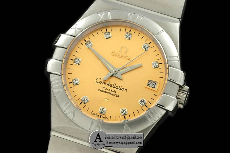 Omega Double Eagle Midsize SS/SS Gold Diamond Asian 2813 Replica Watches