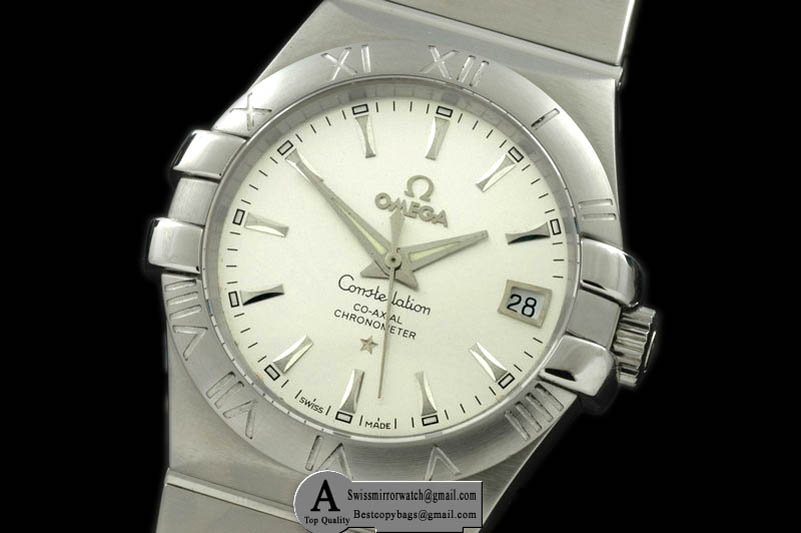 Omega Double Eagle Midsize SS/SS White Stick Asian 2813 Replica Watches