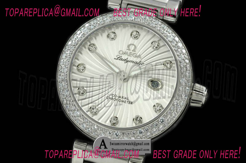 Omega Deville Ladymatic SS/SS Diamond White Swiss Quartz Replica Watches