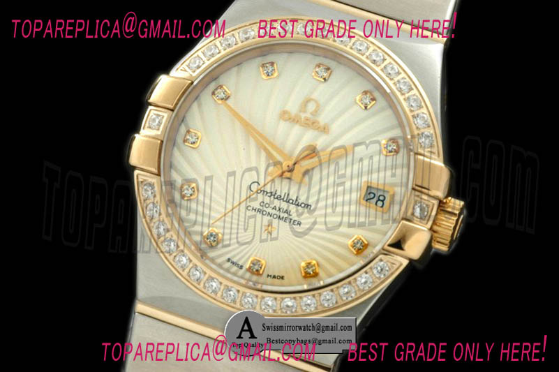 Omega Double Eagle Midsize Automatic SS/Yellow Gold/Diamond White Dial A-2813 Replica Watches