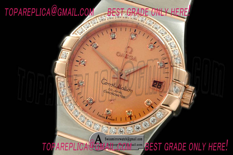 Omega Double Eagle Midsize Automatic SS/Rose Gold/Diamond Rose Diamond A-2813 Replica Watches