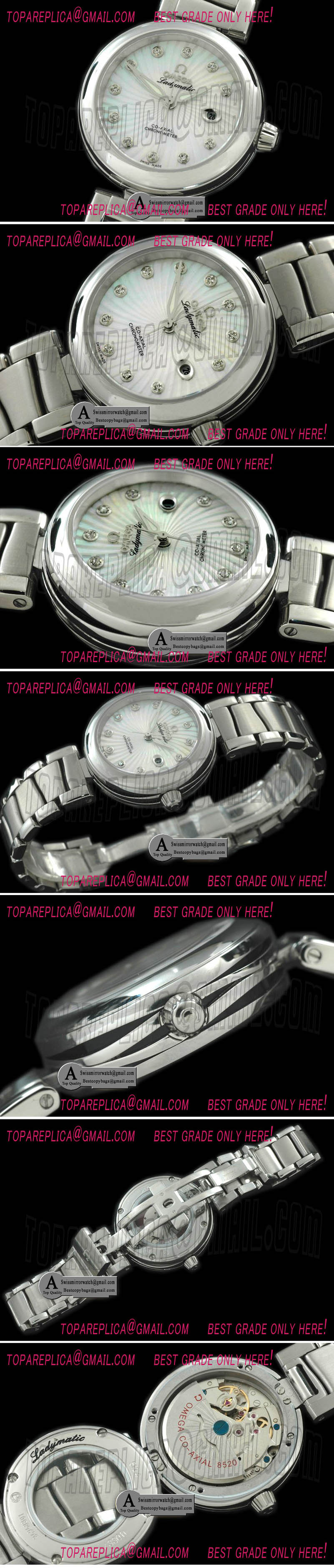Omega 425.30.34.20.55.001 Deville Ladymatic Mid SS/SS White 2813 21J Replica Watches