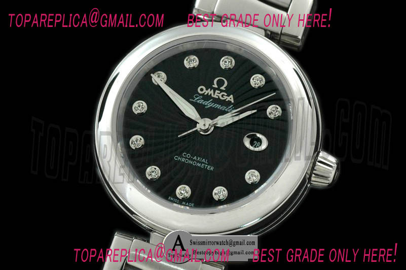 Omega 425.30.34.20.51.001 Deville Ladymatic Mid SS/SS Black 2813 21J Replica Watches