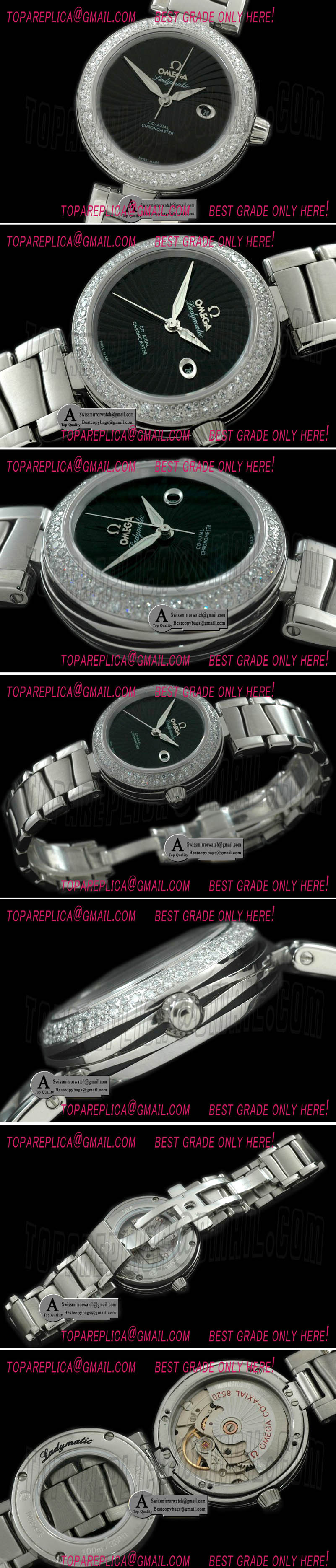 Omega Deville Ladymatic Mid SS/SS Black A-2836 Replica Watches