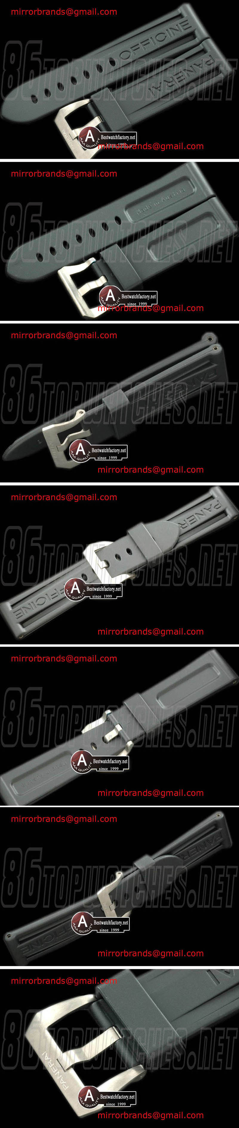 Luxury Panerai 24/22 Rubber Strap /Titanium Buckle for 44mm Pams