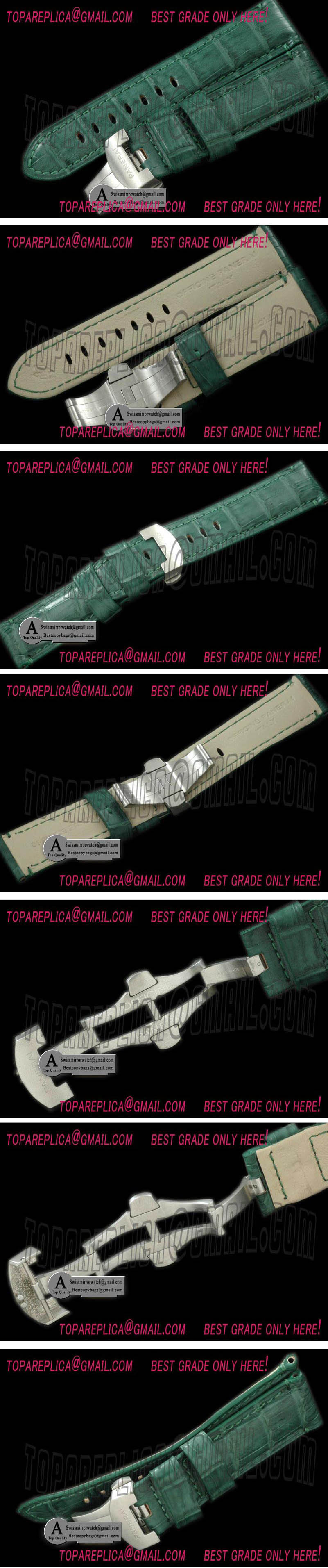 Panerai 24/22 Green Croc Leather Strap/ Deployant for 44mm Replica