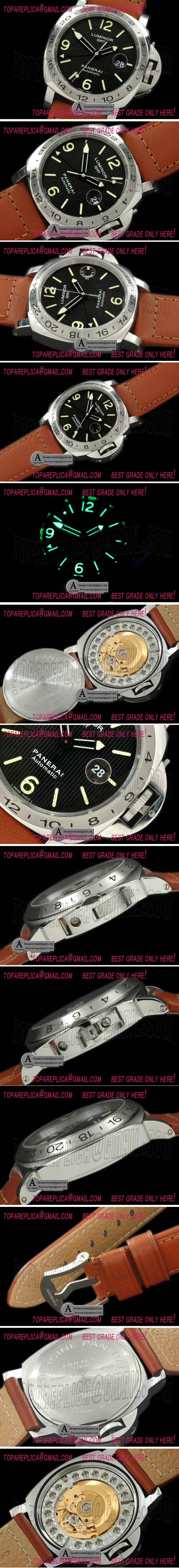 Panerai Pam 029 M GMT SS/Leather Black Swiss Eta Replica Watches