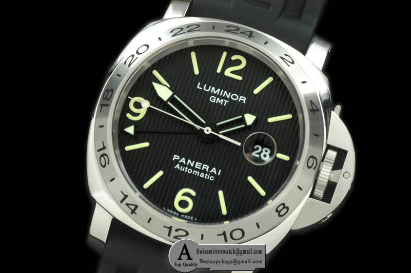 Panerai Pam 029 M GMT SS/Rubber Black A-2836 Replica Watches