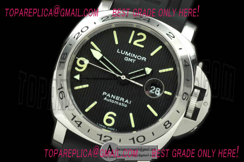 Panerai Pam 029 M GMT SS/Rubber Black Swiss Eta Replica Watches