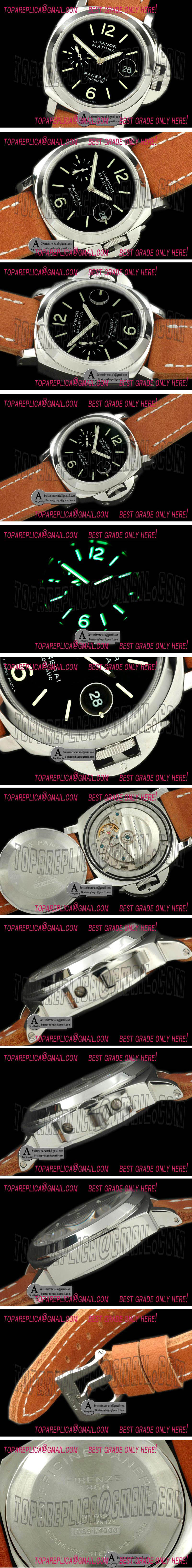 Panerai Pam 104I SS/Leather Black A-7750 28800bph Replica Watches
