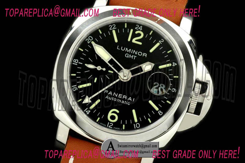 Panerai PAM237H GMT V2 SS/Leather Black - Asia 7750 Replica Watches