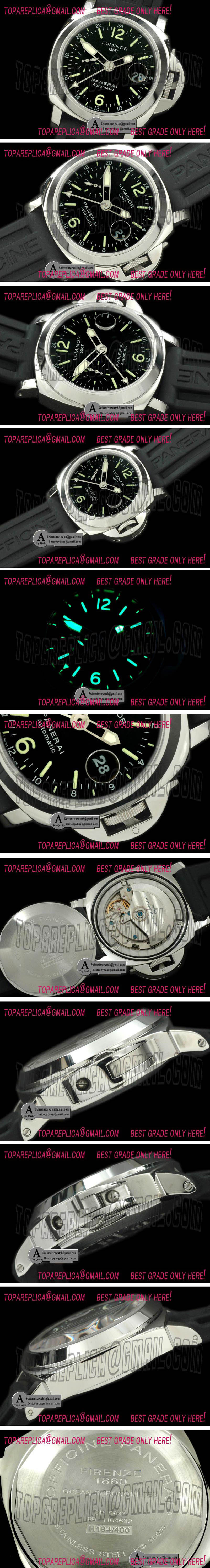 Panerai PAM237 GMT V2 SS/Rubber Black - Asia 7750 Replica Watches
