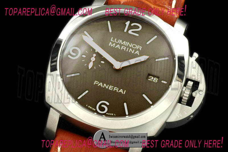 Luxury Panerai Pam 351M 3 Days Automatic Titanium/Leather Brown Asian 7750