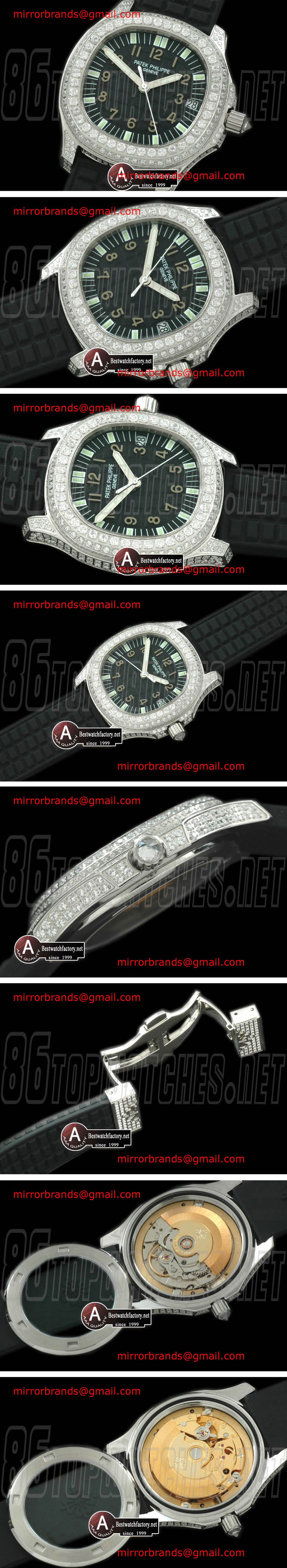 Luxury Patek Philippe Aquanaut Jumbo Auto SS/Diamond/Rubber Black Swiss Eta 2824-2
