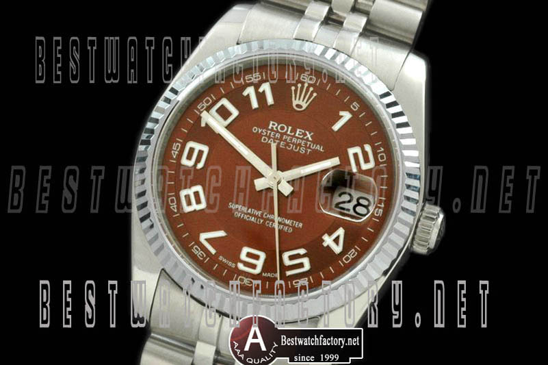 Rolex Datejust Mens SS Jubilee Brown Numeral Swiss Eta 2836-2
