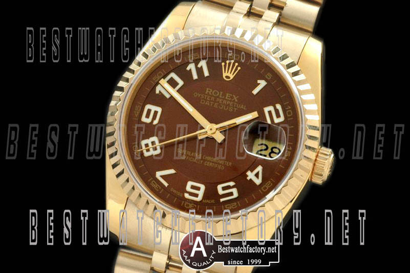Rolex Datejust Mens FG Jubilee Brown Numeral Swiss Eta 2836-2