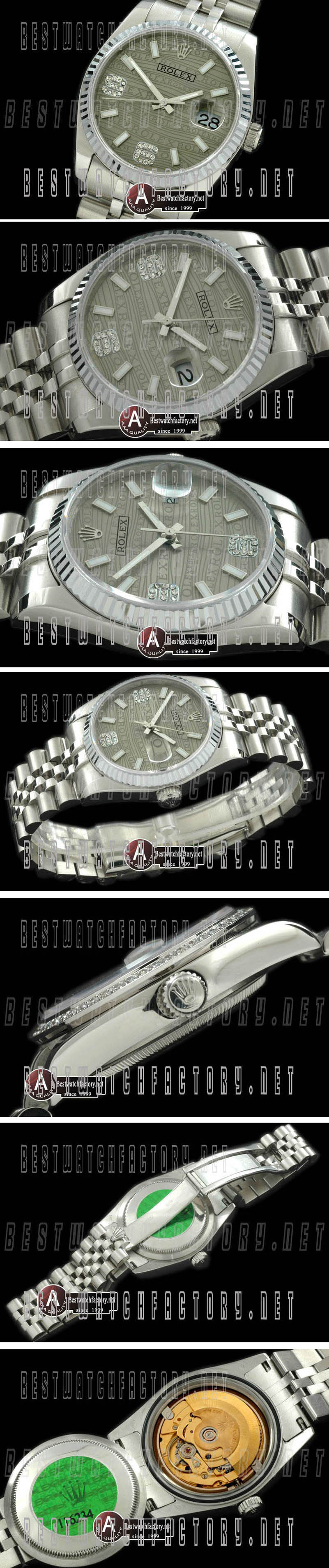 Rolex Datejust Mens SS Jubilee 2008 Insignia Grey Dial Swiss Eta 2836-2