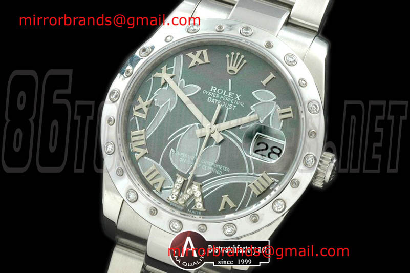 Luxury Rolex DateJust Men 2011 Flora Oyster/Diamond SS Matt Green Swiss Eta 2836-2