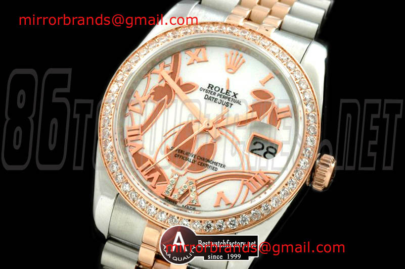 Luxury Rolex DateJust - Man 2011 Flora Jubilee/Diamond SS/Rose Gold P-White Swiss Eta 2836-2
