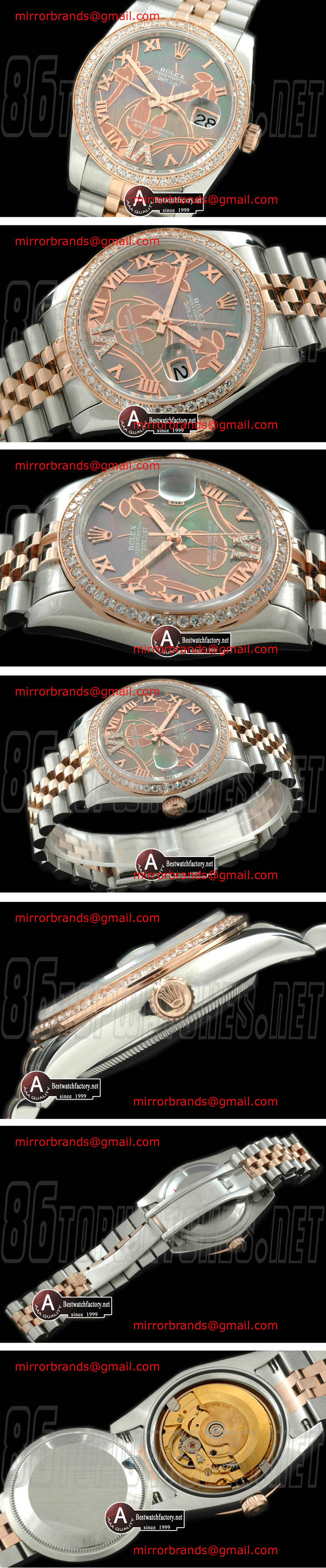 Luxury Rolex DateJust - Man 2011 Flora Jubilee/Diamond SS/Rose Gold M-Green Swiss Eta 2836-2