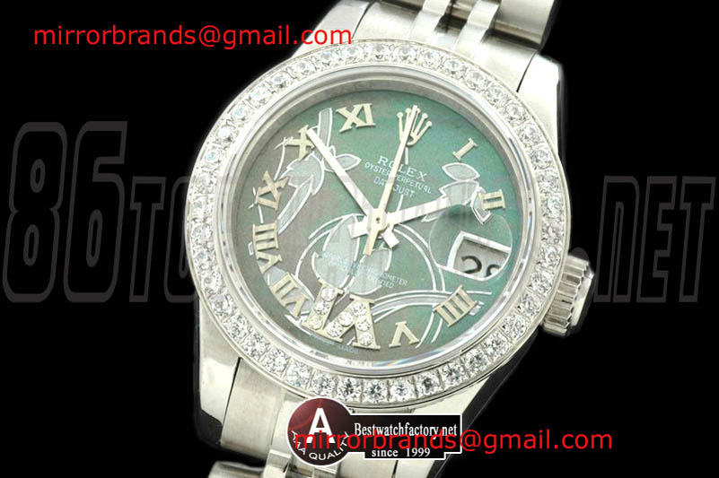 Ladies Rolex DateJust 2011 Flora Jubilee/Diamond SS M-Green Swiss Eta 2671-2